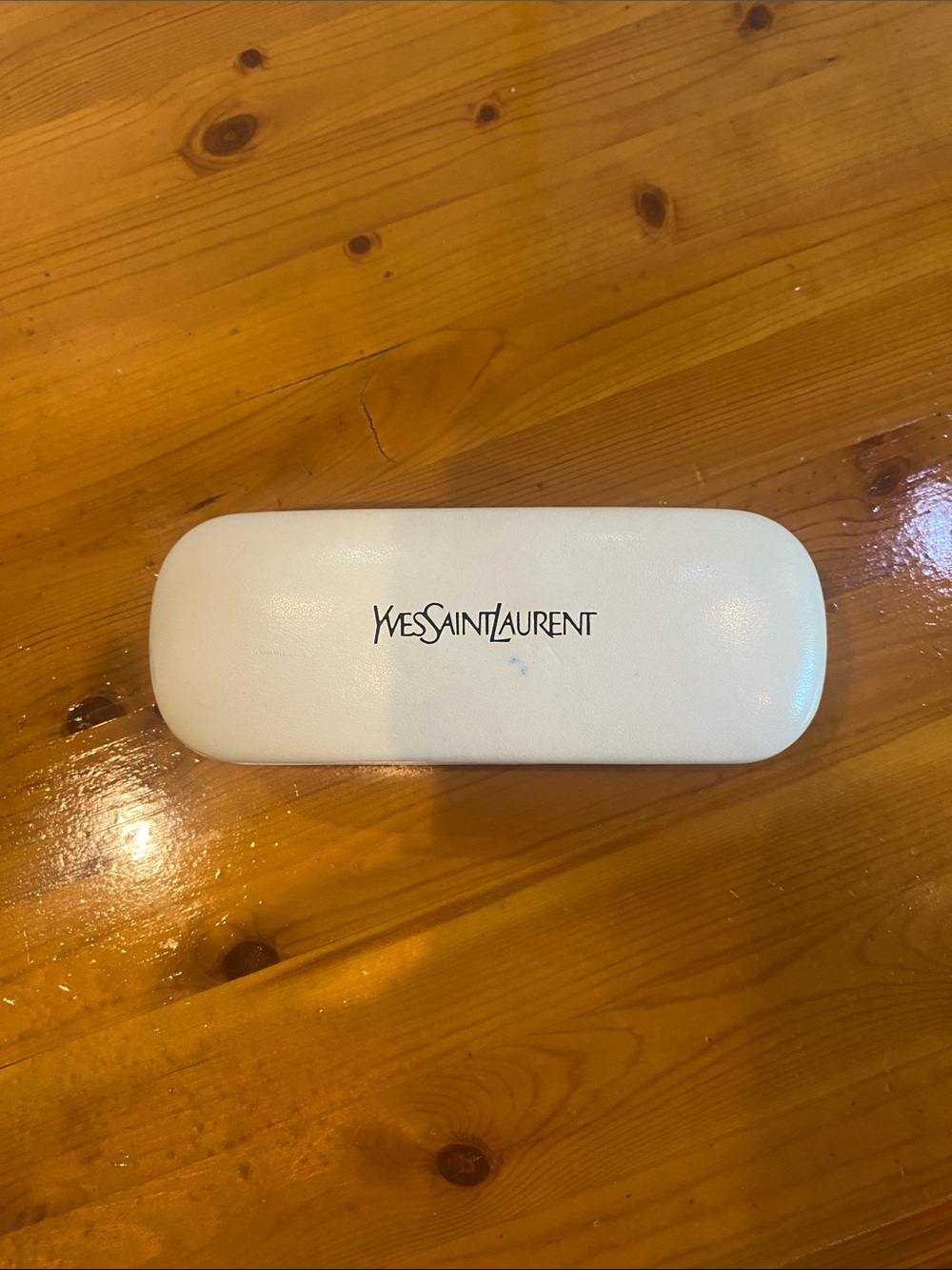 Yves Saint Laurent White Sunglasses Case with Logo